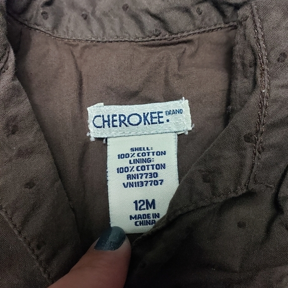 Cherokee baby girls brown summer dress size 12 months - Picture 3 of 5